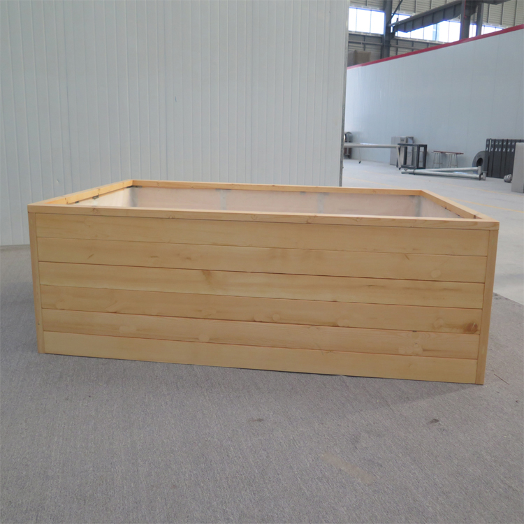 Public Decorative Garden furniture Stainless steel with solid pine wood Large Vegetable Planter pot Customized manufacturer