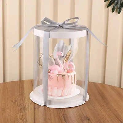 Caja de pastel de cumpleaños de cuatro pulgadas, portátil, transparente, desechable, pequeña, de plástico para hornear, pastelería, desierto, para pastelería, fiesta, boda