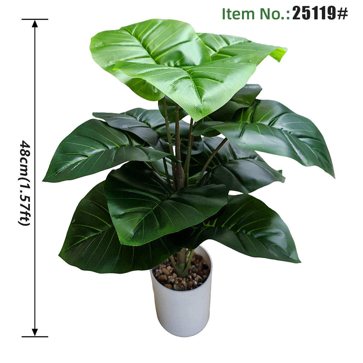 Plante artificielle en pot, Philodendron vert uni, 48 cm