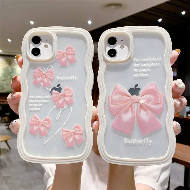 Casing ponsel pola simpul pita, casing penutup belakang ponsel PC keras tahan guncangan untuk iPhone 13 12 11 Pro Max X XR XS Max 7 8 Plus 15