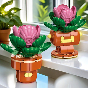 Nuevo estilo bloques de construcción flor simulación flor niños montaje rompecabezas juguete DIY diferentes juegos de bloques de construcción plantas Juguetes - Product Image 3