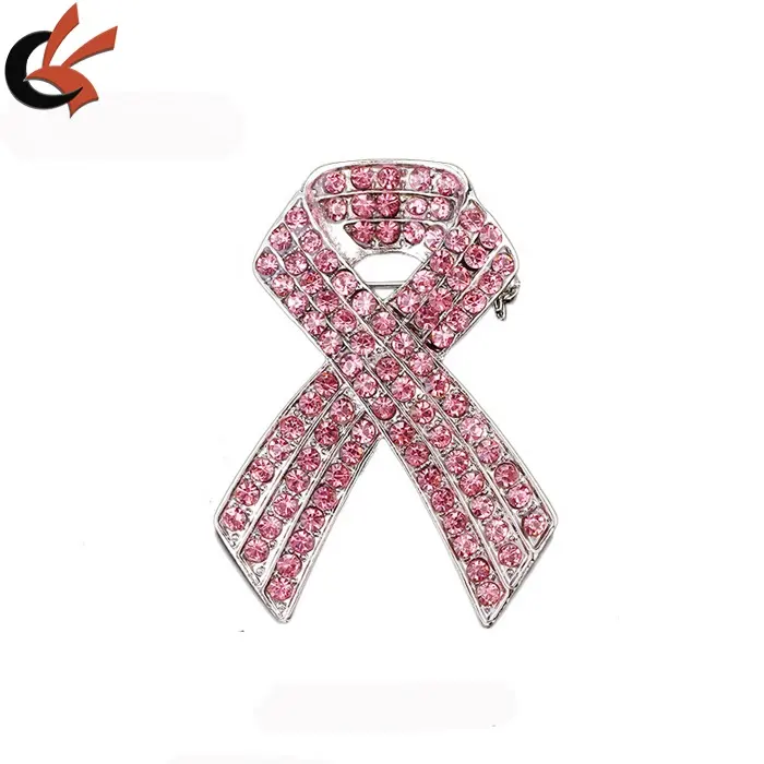Fita ROSA câncer de mama strass broche para decoração