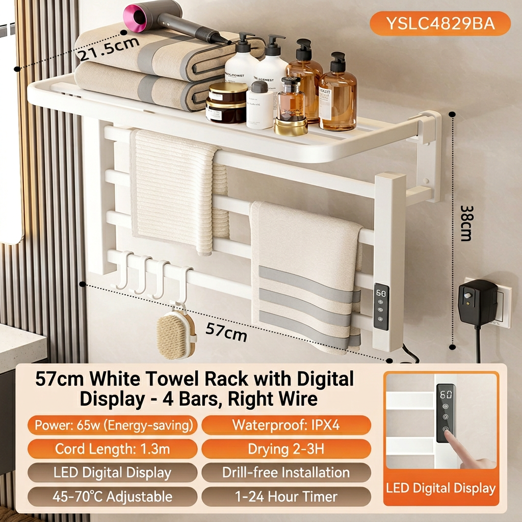 Moonlight bianco-display digitale-4 aste linea destra 57 cm