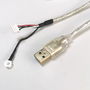 2メートルの<span class=keywords><strong>USB</strong></span>産業用キーボードケーブル、透明な白い編組端子USB2.0AオスからJST2.0mmピッチ4ピンPCBケーブル