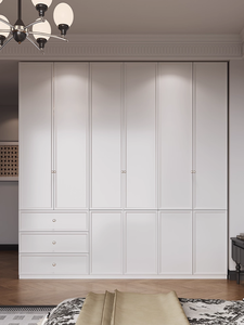 Armoire de campagne française de taille personnalisée en armoire classique en bois sculpté blanc avec porte en MDF style vieilli - Product Image 2