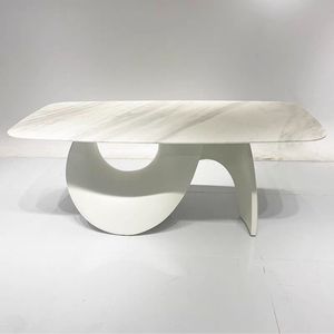 Mesa de comedor de mármol natural de lujo ligera moderna mesa de comedor rectangular minimalista para el hogar de gama alta con base irregular - Product Image 6