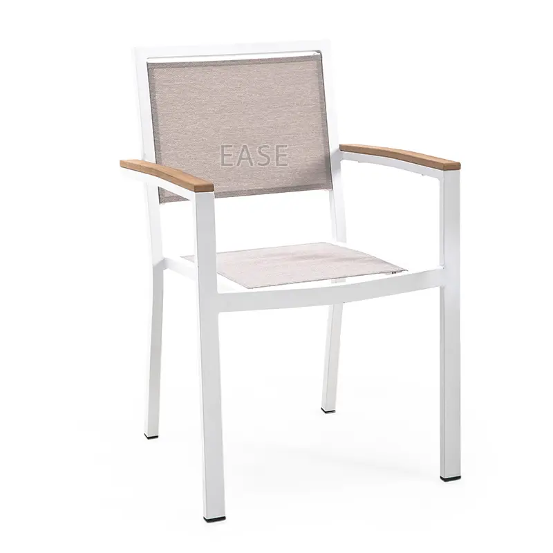 (E1101) silla de comedor de tela de café restaurante jardín exterior apilable de madera plástica moderna de alta calidad