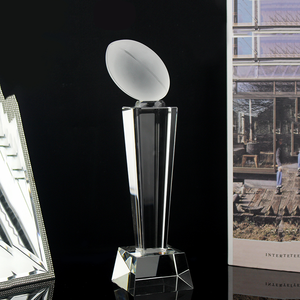 Hot Selling Blank Glass Cup American Football <strong>Association</strong> Awards Custom Laser Engraving Crystal Rugby Trophy Award