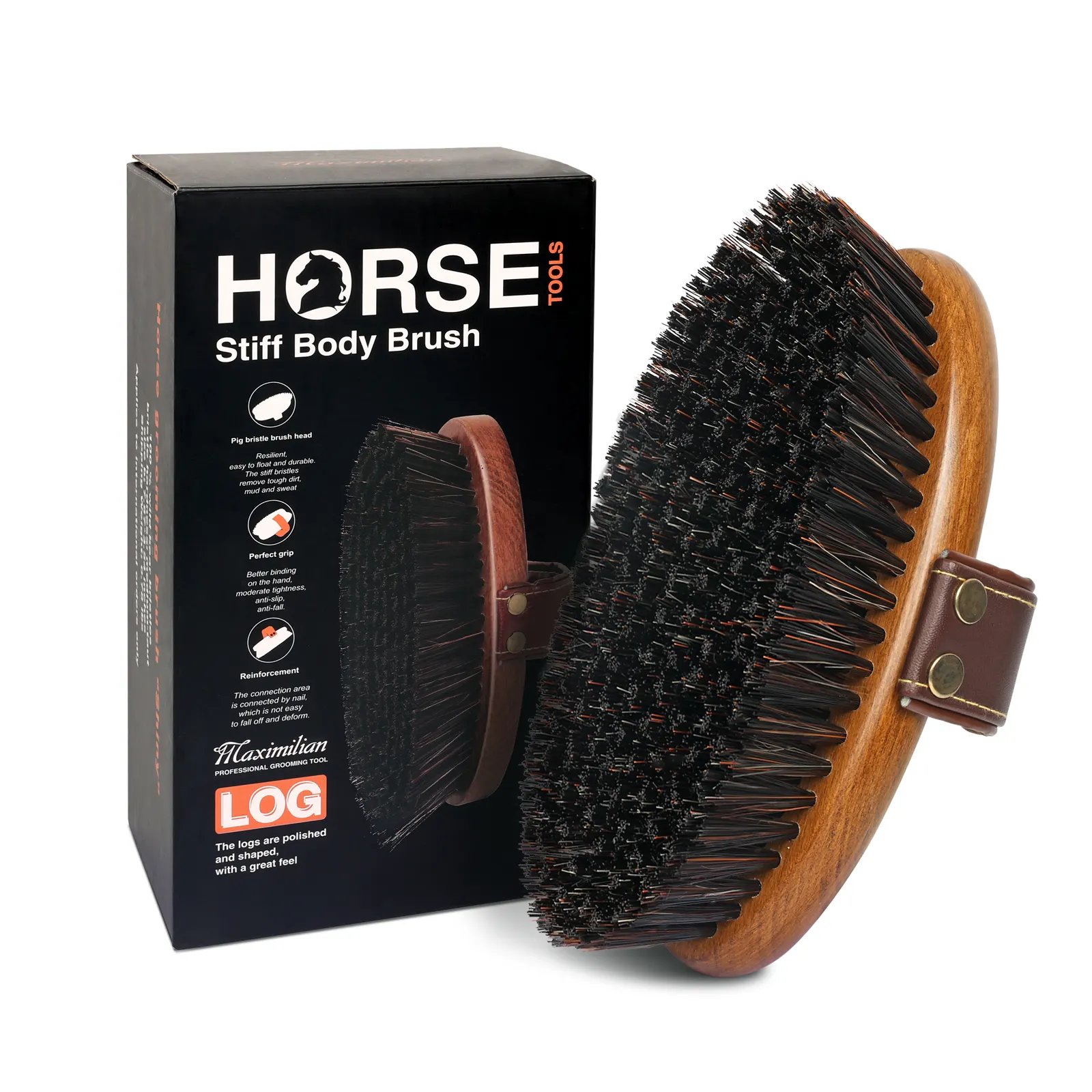 Factory Wholesale Custom Logo Horse Care Products Wooden Horse Body Brush Horse Grooming Brush