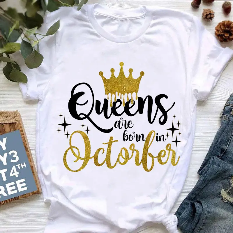 Custom Casual Top Queens Women Print Graphic sport T-Shirt strass regalo di compleanno oversize plus size womens yoga T Shirt