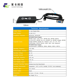 RS232 puerto serie escritorio RFID IC lector de tarjetas/escritor sin contacto ABS y plástico 13,56 MHz identificación por radiofrecuencia - Product Image 2