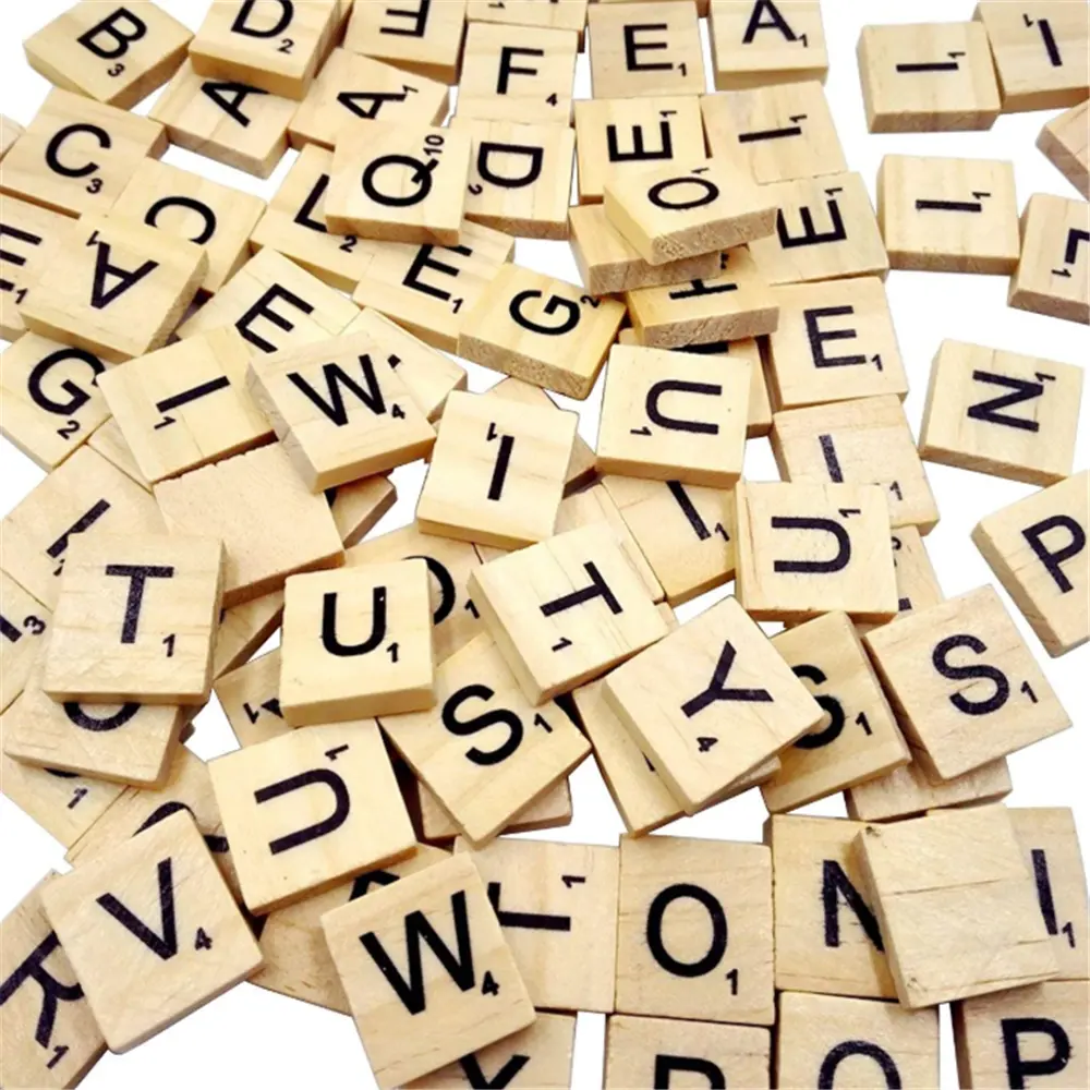 De Madera azulejos Scrabble A-Z Capital cartas para artesanías colgantes de ortografía (1000 piezas) Carta madera, baldosas