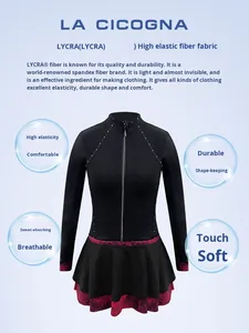 فستان تزلج دافئ مبطن بالصوف بأكمام طويلة للفتيات-مسابقة الخريف والشتاء/أسلوب اختبار بسحاب ماسي - Product Image 2