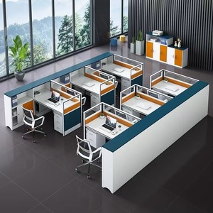 Escritorio de oficina con tabique de madera modular - Product Image 6