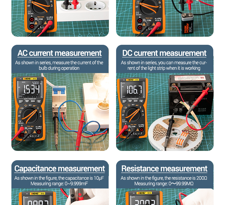 ANENG Q10 Pro Digital Multimeter 9999 Professional Tester Multimetro True RMS Analog DIY Transistor NCV Testers Lcr Meter