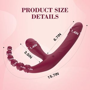 Dreifach köpfige Anal perlen Plug Vibrator Sexspielzeug für Erwachsene Fernbedienung Strap-On G-Punkt <span class=keywords><strong>Dildo</strong></span> vibrator für Frauen Lesben Orgasmus - Product Image 6