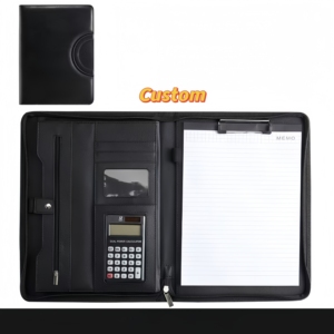 Portafoglio in finta pelle con tasche e porta carte personalizzato Notebook Organizer con blocco note B5 Padfolio con cerniera - Product Image 3