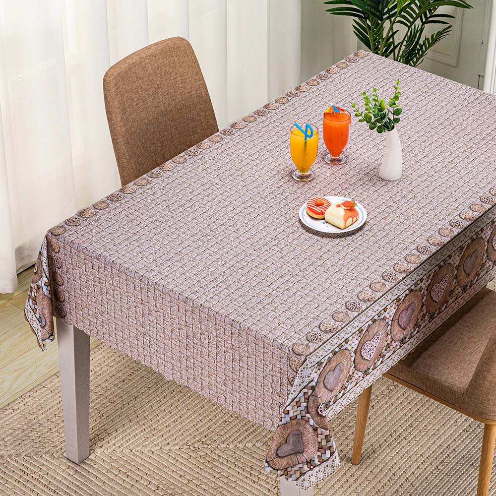 Pink Checked Plaid with Floral Edge Classic PVC Table Cover