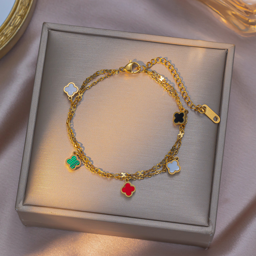 yxc051-colorful four-leaf clover-gold
