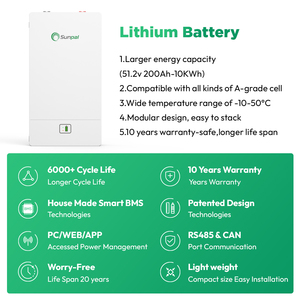 Sunpal güneş Powerwall ev Batterie lityum 48V 200200ah 5Kwh 10Kwh 20Kwh Lifepo4 güç duvar lityum iyon batarya paketi - Product Image 2