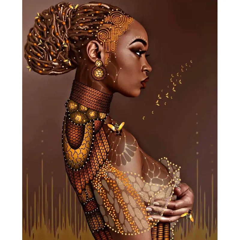 MOQ 1 PC Dropshipping all'ingrosso 5D nero donna africana Sexy ragazza pittura diamante kit di pittura diamante fabbricato decorativo