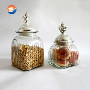 Cylinder Glass Storage <strong>Jar</strong> with Resin Lid Made in China