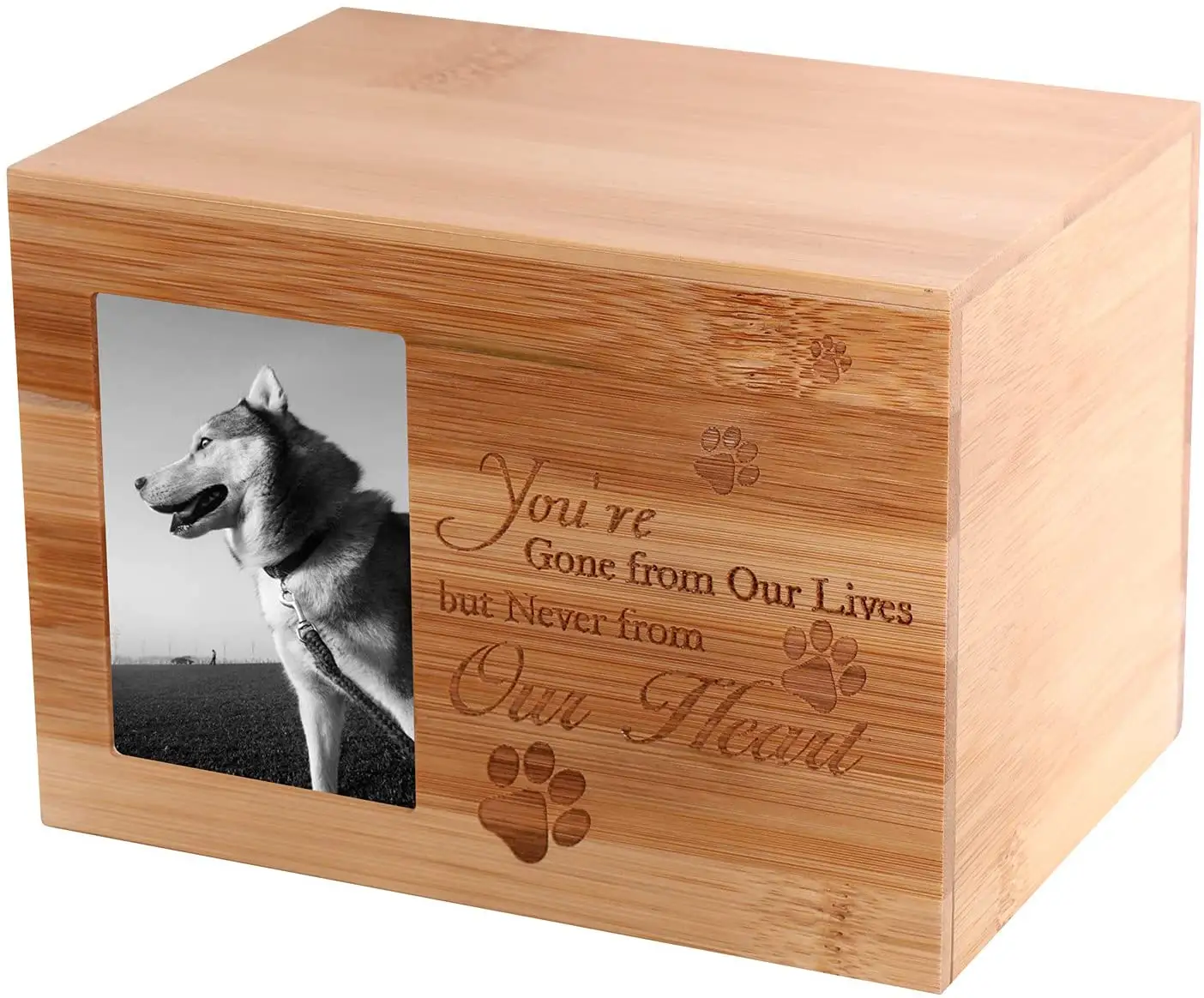 Pattern Word Funeral Memorial Gifts Wholesale Pet Urns Custom Wooden Urn for Dogs Cat Ashes Pet Urn Dog Wood Velvet Pouch