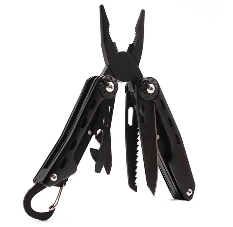 Black and red two-color small mini portable 8-in-1 tool multi-function knife pliers