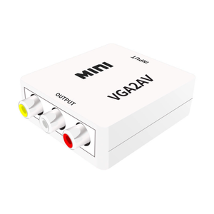Mini caja blanca pequeña VGA2AV convertidor de medios VGA a RCA audio y video VGA a AV adaptador AV a VGA para TV antigua