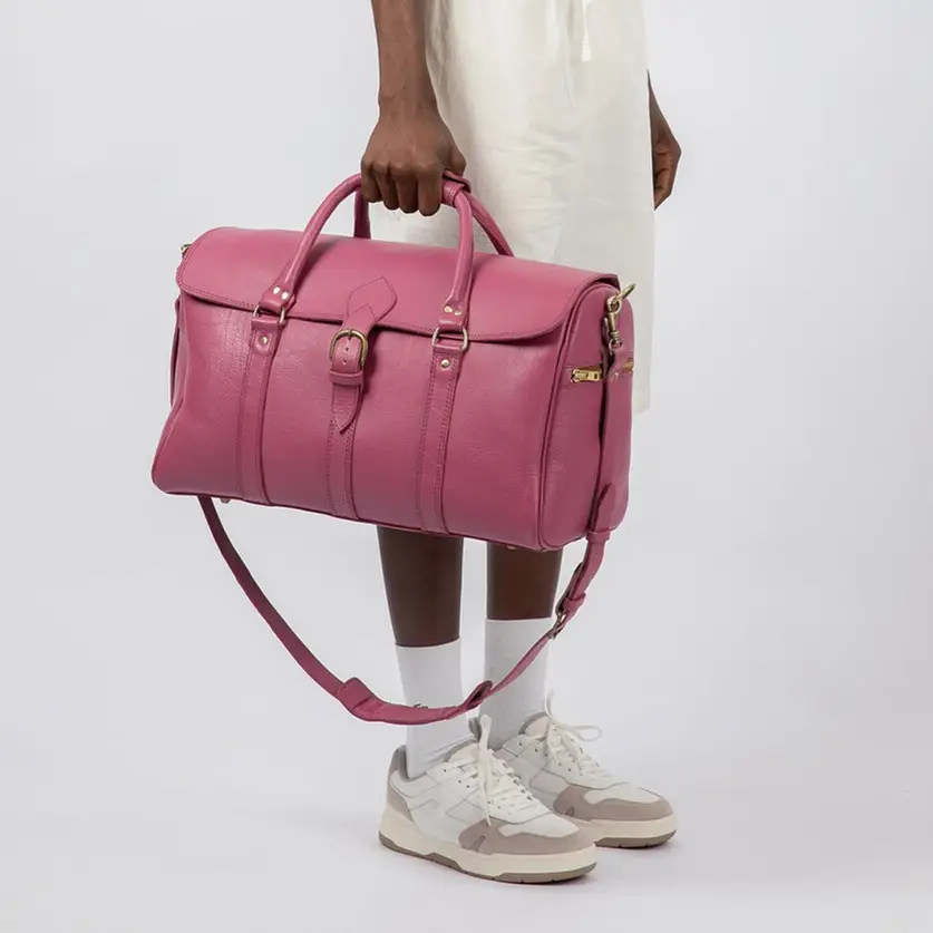Luxus-Leder-Duffeltasche Lederhalter-Tragetasche Alle Strandtaschen Ledergepäck Tragetasche rosa Reisetasche