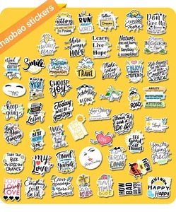 E-50pcs แรงบันดาลใจประโยคภาษาอังกฤษสั้นกราฟฟิตีสติกเกอร์วลีข้อความที่มีสีสันโทรศัพท์มือถือบุคลิกภาพตกแต่งขวด - Product Image 5