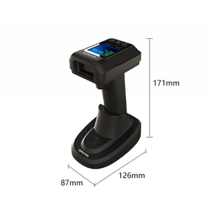 バーコードリーダーガンAndroid充電ベースワイヤレスUSBBluetooth 1D 2D <span class=keywords><strong>QR</strong></span>コードバーコードスキャナー、Saele用ディスプレイ画面付き