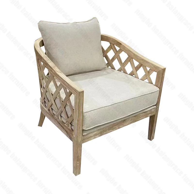 Canapé traditionnel Vintage en bois massif, tissu de lin rembourré, événement, design unique, fauteuil en bois