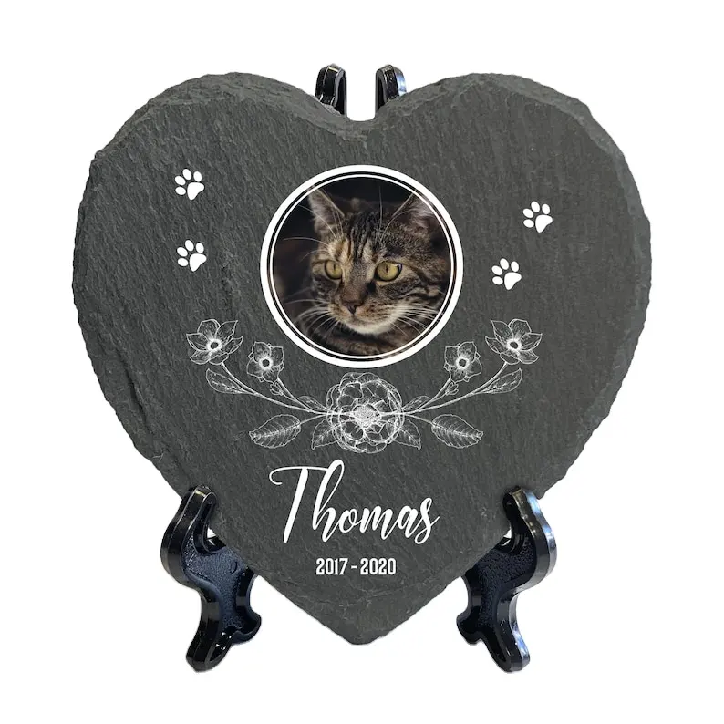 Placca commemorativa personalizzata in pietra a forma di cuore rotondo rettangolare a forma di gatto cane Grave Marker Stone regalo di grazia