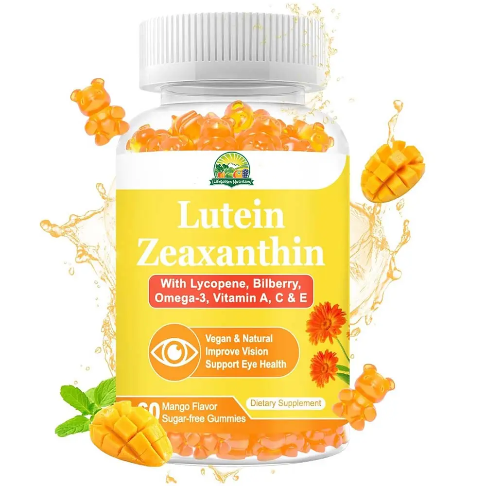 Vegan tự nhiên 60 đếm đường miễn phí bảo vệ mắt sức khỏe tầm nhìn Lutein Zeaxanthin Gummies