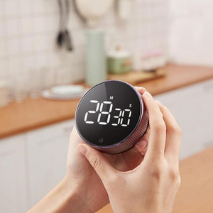 Döner siyah yuvarlak manyetik mutfak zamanlayıcı dijital LED elektronik pişirme için geri sayım sayacı çalışma spor - Product Image 5