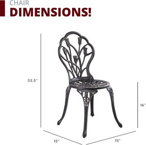 Compact Bistro Set for Two One Dining Table <strong>Plus</strong> Two <strong>Patio</strong> Chairs Outdoor <strong>Patio</strong> Table and Chair Set - Product Image 3