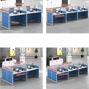 Mesa de trabajo con diseño moderno para 2 personas, escritorio con forma de E para oficina, muebles con armario, precio de fábrica - Product Image 5