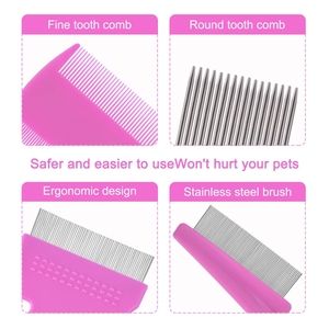 للبيع بالجملة من المصنع طقم تمشيط للقطط من الفولاذ المقاوم للصدأ للبرغوث والحيوانات الأليفة المحمولة على الوجهين - Product Image 3