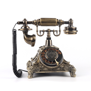 Telepon Antik Berwarna Putih Perunggu Emas untuk Buku Tamu Pernikahan, Buku Tamu Roulette Dial dengan Rekaman Audio - Product Image 4