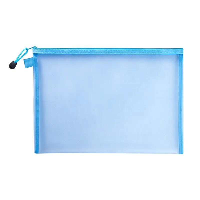 A4 A5 A6 File trasparente Nylon mesh Zipper Bag File Storage Bag Office PP Pouch borsa durevole