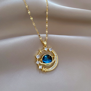 2025 popüler 18K altın kaplama çinko alaşım ay yıldız kolye seti kadınlar için moda Trendy zincirler - Product Image 1