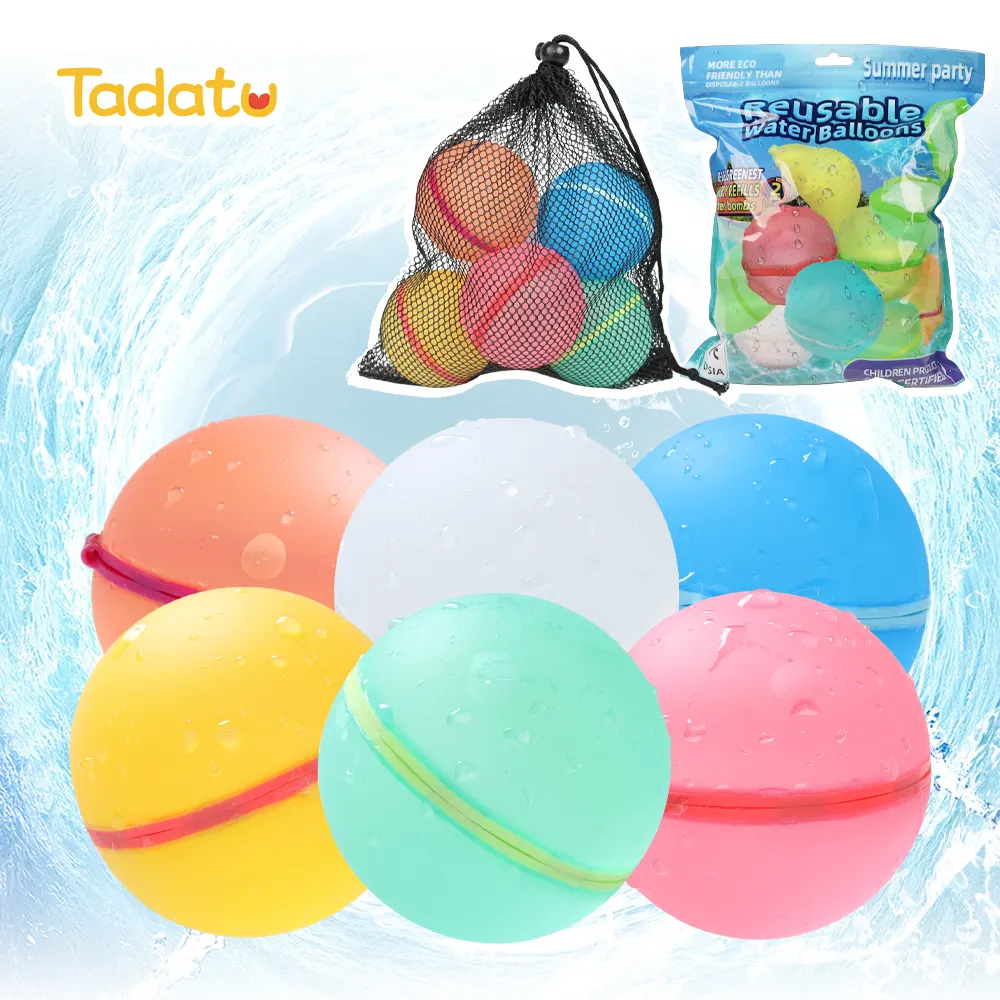 Tadatu 16PCS Globos de agua reutilizables Silicona magnética Recargable Llenado rápido Globos de bomba de agua autosellantes con bolsa de malla