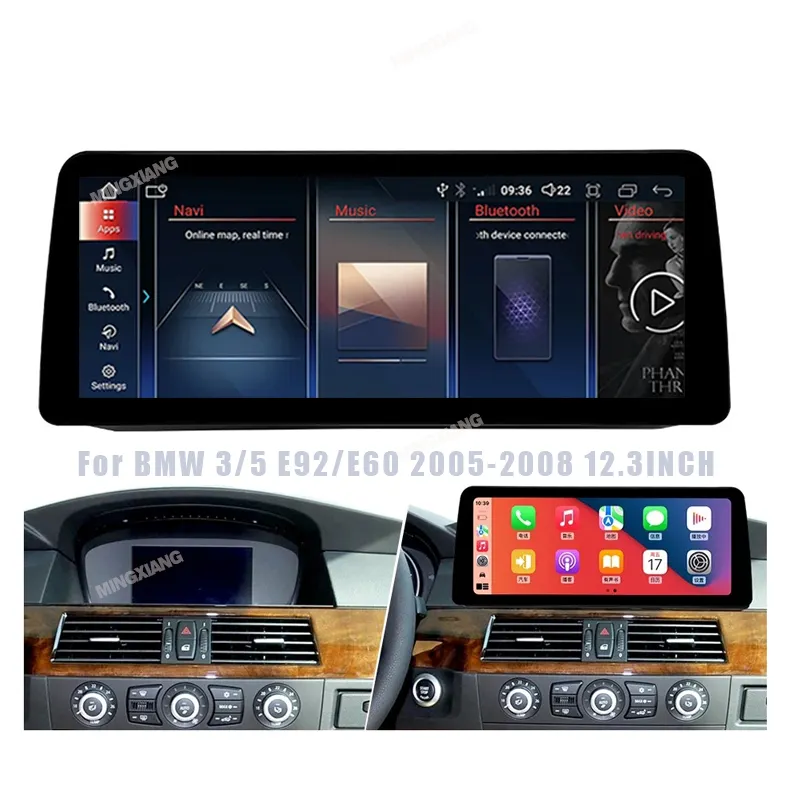 Reproductor Multimedia inalámbrico Apple Carplay Android de 12,3 pulgadas, Radio para coche para BMW 3 5 Series E92 E60, Unidad Principal GPS Navigat ID8