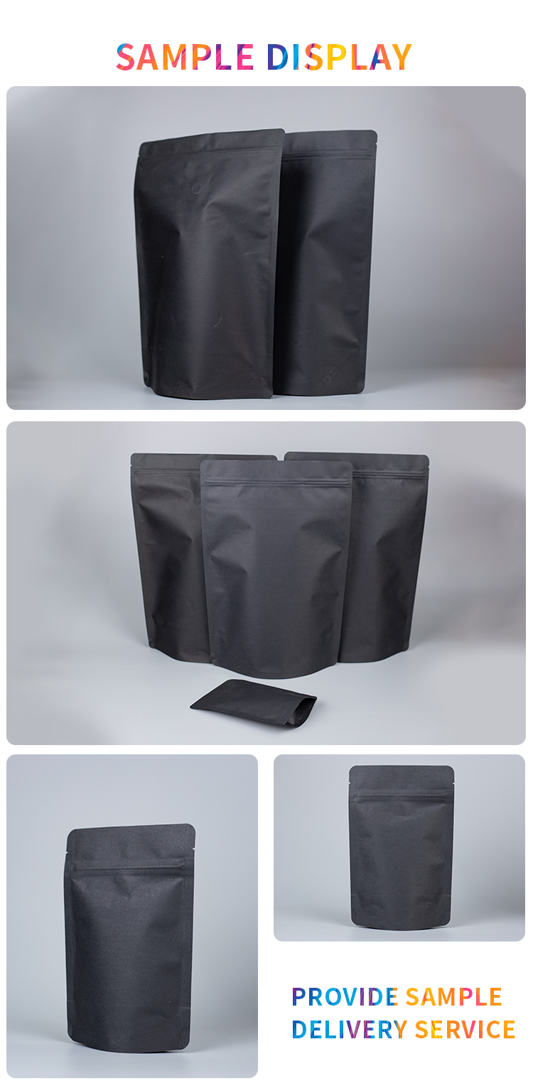 No Pritnting Stand Up Pouch Kraft Paper Matreial Standard Size For Daily Food Packaging