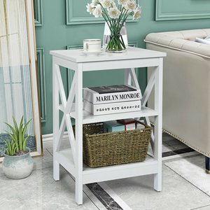 Modern Wood 3-Tier <span class=keywords><strong>Side</strong></span> Mesas Fácil Montagem Nightstands e Mesas Finais Set para Casa para Sala e Quarto