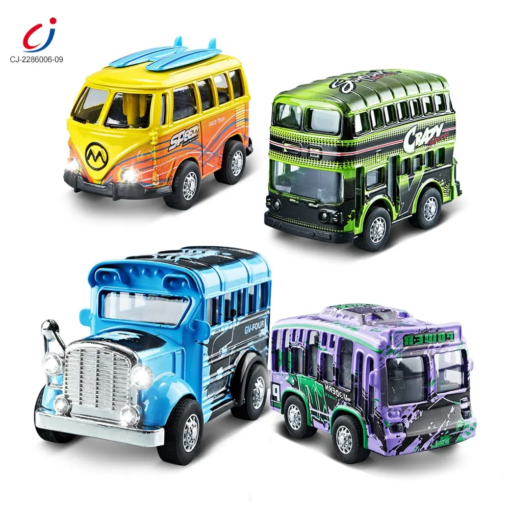 Chengji-juguetes fundidos a presión, Mini coche de aleación de dibujos animados, autobús de Metal, fricción inercial, vehículos extraíbles, 1: 36, venta al por mayor