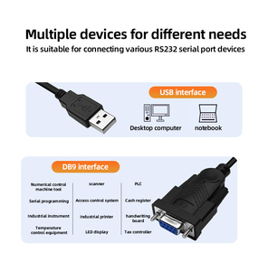 USB至DB9母零调制解调器RS232串行适配器电缆USB2.0 RS232 FTDI同轴电缆
