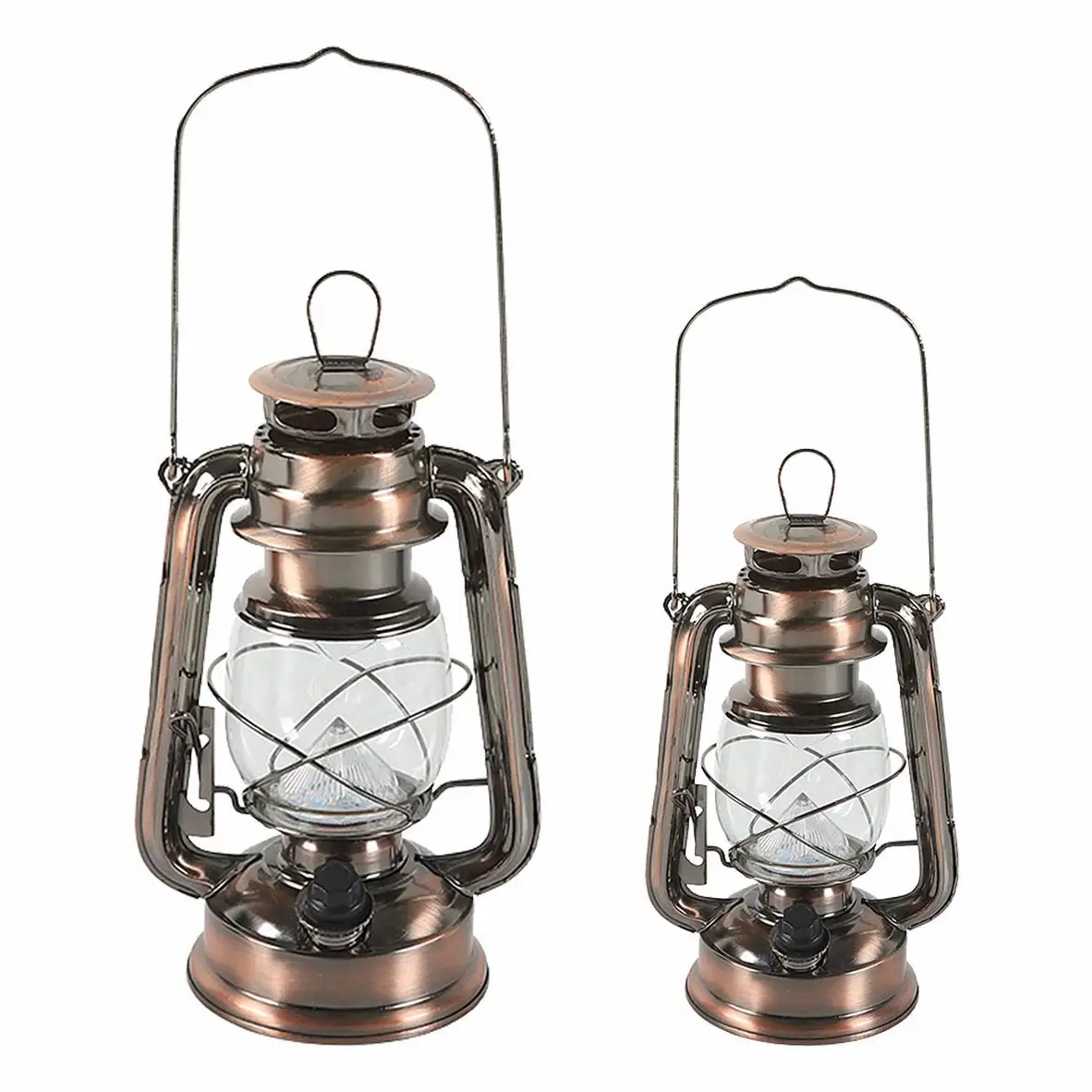 Sıcak ışık demir Vintage cam yağ gazyağı lambası fitil kamp taşınabilir lamba şarj edilebilir alev işık kasırga fener yağ lambaları