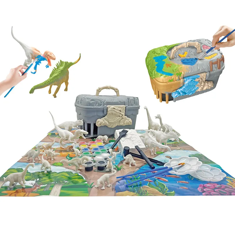 30pcs 어린이 공룡 화석 발굴 키트 3D 인쇄 공룡 석고 그림 장난감 세트